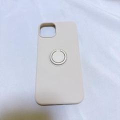 iPhone14 Plus ケース スマホリング付き オフホワイト スタンド