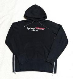 sacai サカイプリントパーカー 黒Sサイドジップ