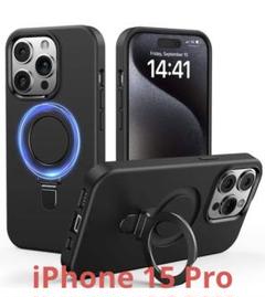 iPhone 15 Pro ケース スタンド ブラック マグセーフ