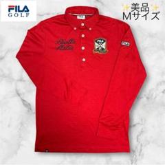 ✨美品✨FILA GOLFフィラゴルフ光沢生地ポロシャツ長袖Mサイズ