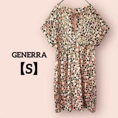 【美品】GENERRA ジェネラ 総柄 ひざ丈ワンピース ピンタック S ピンク