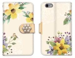 フラワー 花 パール 手帳型 iPhone スマホ 携帯カバー 全機種対応