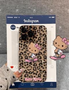 日焼けキティちゃん　レオパード柄 iPhoneケース