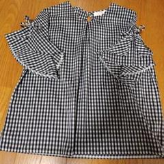 ギンガムチェック フリル袖 Tシャツ
