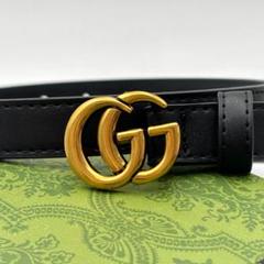 【✨美品✨】正規品　GUCCI レディースベルト　カーキブラウン　Mサイズ GUCCI グッチ ベルト 409416 GGマーモント シェリーライン
