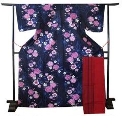 ☆美品 綿紅梅 浴衣 四寸帯 2点セット：仕立上り＜Ym153