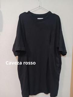 cavezarosso オーバーサイズ　半袖ワンピースチュニック　黒 cavezarosso オーバーサイズ半袖ワンピースチュニック黒