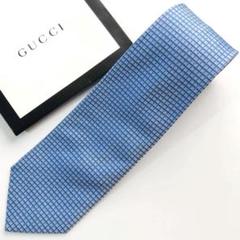 GUCCI ネクタイ チェック柄 ブルー