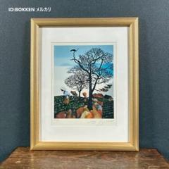 美品 藤城清治「日本の愛唄歌11月 冬景色」レフグラフ 直筆サイン入 楽譜付 美品 藤城清治「日本の愛唄歌11月 冬景色」レフグラフ 直筆