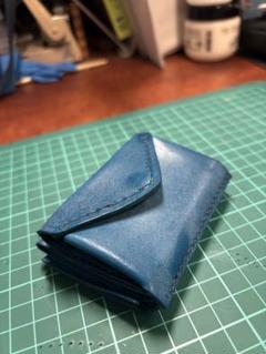 ハンドメイド　レザー三つ折りミニ財布