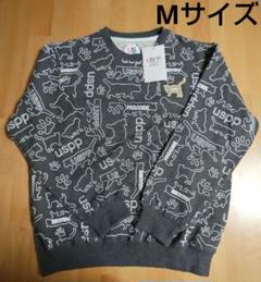 [タグ付き未着用]USPP猫柄トレーナースウェットチャコールグレーM肉球春服 タグ付き未着用]USPP猫柄トレーナースウェットチャコールグレーM