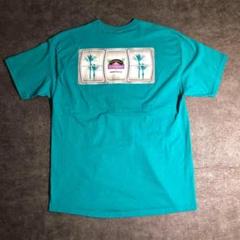 【ヴィンテージ】US カジノ ターコイズ ロゴプリントTシャツ 古着 ZSM3