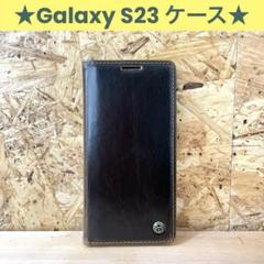 Galaxy S23 ケース カバー 手帳型 ダークブラウン