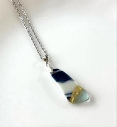 ハンドメイド☆陶器シーグラスネックレス　一点もの