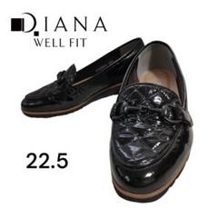 DIANA WELL FIT エナメルローファーブラウン 22.5 〜23