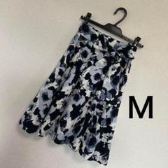 ✨美品✨花柄リボン付きフレアスカート ひざ丈　夏のサムネイル