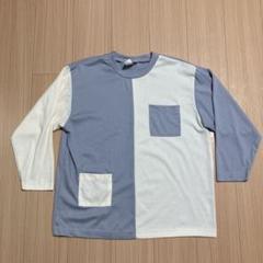 80年代?90年代?アメリカ製 左右非対称バイカラー 七分袖 ポケットTシャツ