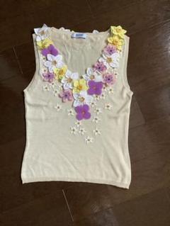 MOSCHINO CHEAPANDCHIC 立体花柄刺繍 半袖ニット 2025年最新】モスキーノチープアンドシック レディース ニット