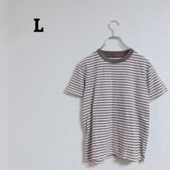 良品計画　カットソー　Ｔシャツ　ボーダー　半袖　綿　コットン100　Ｌ