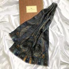 ETRO ネイビー 花柄 ストール・ショール ETRO(エトロ) ストール(ショール)美品 - ネイビー×ブルー×マルチ