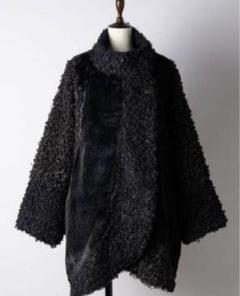 【美品✨】ラベルエチュード 黒 ボリュームファーコート ピジョンコート 美品✨】ラベルエチュード 黒 ボリュームファーコート ピジョン