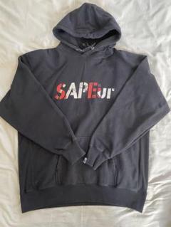 SAPEur グレー パーカー XXL フーディ SAPEur サプール ボックスロゴ プルオーバー スウェットパーカー