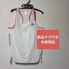 adidas ADIZERO シングレット ホワイト/レッド Mサイズ - メルカリ