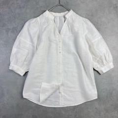 ADAM ET ROPÉ アダムエロペ リネンブレンドボリュームスリーブブラウス
