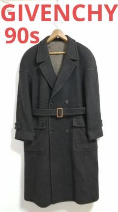 90s GIVENCHYジバンシー ウールロングコートダブルヘリンボーン 90s GIVENCHYジバンシー ウールロングコートダブルヘリンボーン