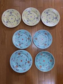 中国　景徳鎮　花柄皿7枚セット　直径25cm1枚　23cm5枚　22cm深皿1枚 中国 景徳鎮 花柄皿7枚セット 直径25cm1枚 23cm5枚 22cm深皿1枚