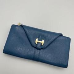 美品　傅濱野　長財布　クラウン　箱付き　ブルー 傳濱野】≪メンズ≫「カフス」をモチーフに金箔のステッチで