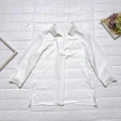 NATURAL BEAUTY BASIC スキッパー 7分袖シャツ ホワイト S