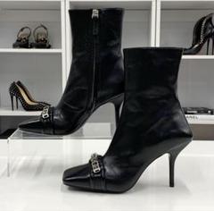 【GIVENCHY】ジバンシー ミドルブーツ ブラック ロゴ GIVENCHY】ジバンシー ミドルブーツ ブラック ロゴ