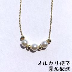 【No.35】3連 パール ネックレス おしゃれ シンプル チェーン シルバー