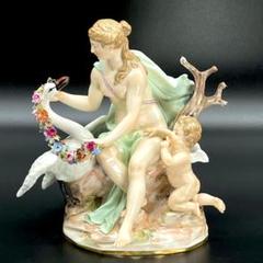 古マイセン／アシエ1768年『花摘みの女』大型フィギュリン美品1級品ボタン剣 古マイセン／アシエ1768年『花摘みの女』大型フィギュリン美品1