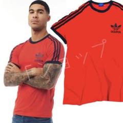 希少adidasリンガーTシャツ　赤紺　ビッグトレフォイルXL相当　ユニセックス