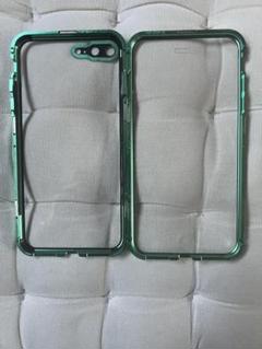 iphone7plus/8plus用ケースガラスクリアケース　両面　緑