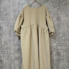 【美品】ロングワンピース 半袖 フレア袖 レディース フレア Lサイズ