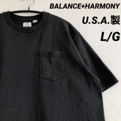 USA製 バランスアンドハーモニー クルーネック 無地 ポケット Tシャツ 黒