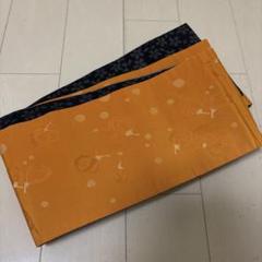 レディース　女性用　黒色×オレンジ色　桜模様　リバーシブル　半幅帯　浴衣用