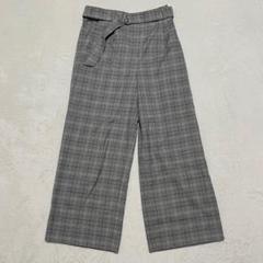 グラシア ハニーズ◇ワイドパンツ ベルト付き チェック柄 カジュアル フレア M
