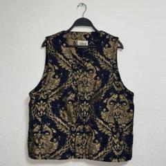 ヴィンテージ ベスト 花柄 ゴブラン織り ジャカード イタリア製 古着 VINTAGE corinne farber made in Canada Flower design