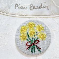 立体フランス刺繍　輝くひまわり　ブローチorヘアゴム　直径38㎜　送料無料　新品