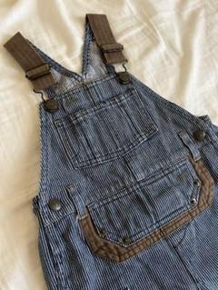 【美品】GAP ギャップ ストライプデニムオーバーオール6M-12M 80 90