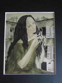 藤田嗣治、【Femme tressant ses cheveux】 藤田嗣治、【Femme tressant ses cheveux】