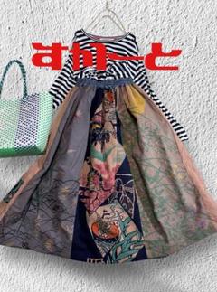 1028 スカート 一寸法師 手ぬぐい 手拭い リメイク ハンドメイド 和