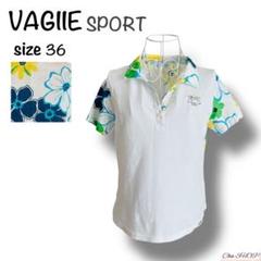 【バジエ スポーツ】VAGIIE SPORT ポロシャツ 半袖 花柄 ロゴ S
