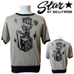 【美品】STAR OF HOLLYWOOD　ジャガード ニット シャツ【L】