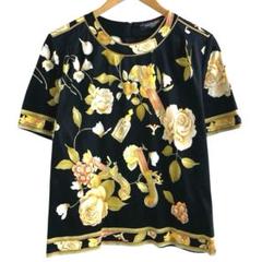 レオナール　L 花柄 Vネック Tシャツ 半袖 LEONARD レオナール 花柄 Vネック カットソー 大きめ 半袖