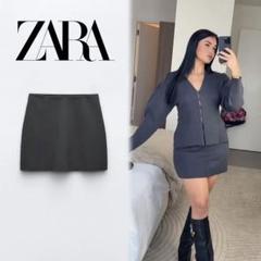 ZARA ニット ミニスカート グレー M（セットアップ可能）台形